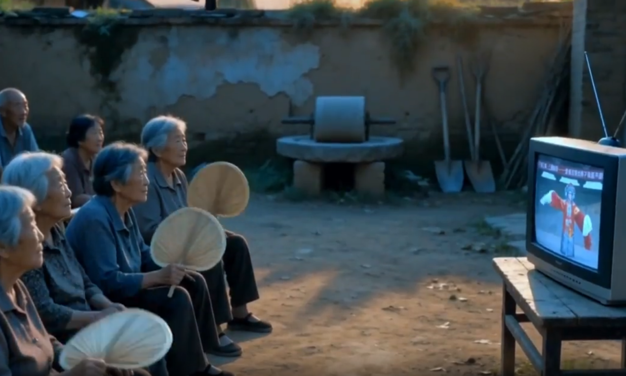 AI微电影《姥姥门前唱大戏》（截图）。（图片来源：界面山西）